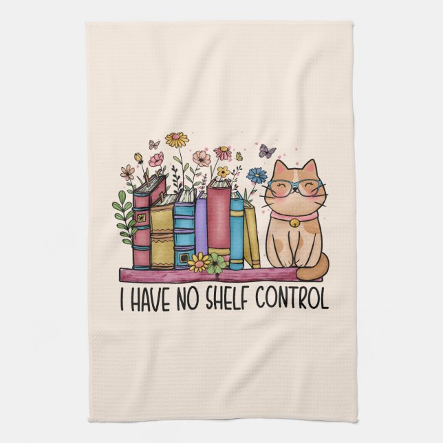 Linge De Cuisine Cute Floral Livres et Chat (Vertical)