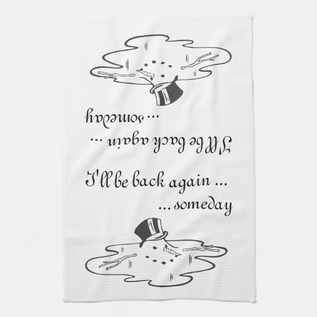 Linge De Cuisine Cute fondu Snowman Vieux Silk Top Chapeau Blanc (Vertical)