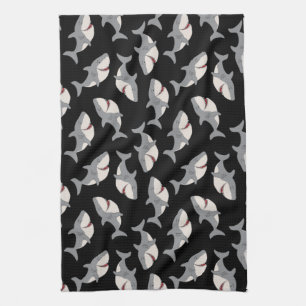 Linge De Cuisine Cute Funny Black Grey Grand requin blanc