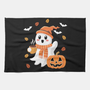 Linge De Cuisine Cute Ghost Boire Café de glace Halloween