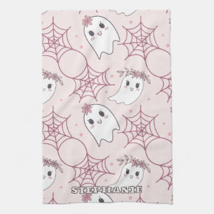 Linge De Cuisine Cute Halloween Ghost & Spiderweb Motif (2)
