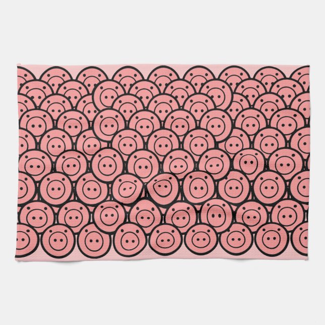 Linge De Cuisine Cute Kawaii Pink Piglets & Piglets Motif Vector Ar (Horizontal)