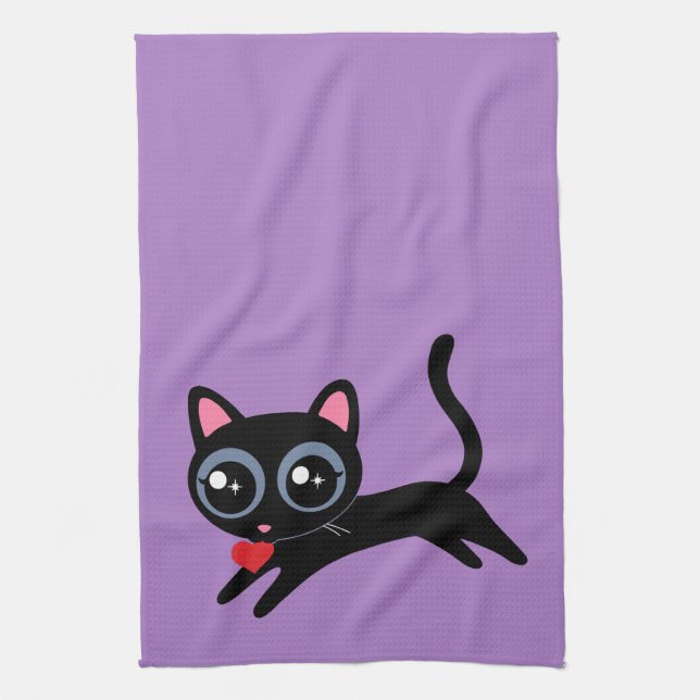 Linge De Cuisine Cute Kitty Coeur de chat Thief pour amie, femme (Vertical)