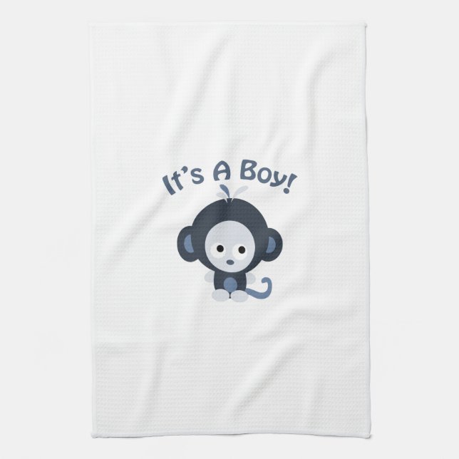 Linge De Cuisine Cute Monkey - C'est un garçon ! (Vertical)