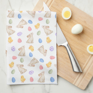 Linge De Cuisine Cute Pastel Bunny Easter Eggs and Chicks