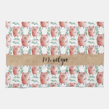 Cute Pig Pattern Tea Towel – Farm Animal Kitchen 