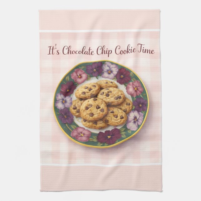 Linge De Cuisine Cute Pink Plaid Baking Cookie Time  (Vertical)