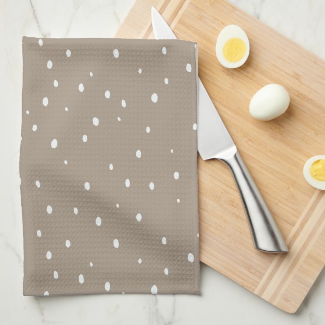Linge De Cuisine Cute point Polka Kaki (Quart Plié)