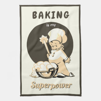Linge De Cuisine Cute Retro Vintage Beige Brown Boy Baker