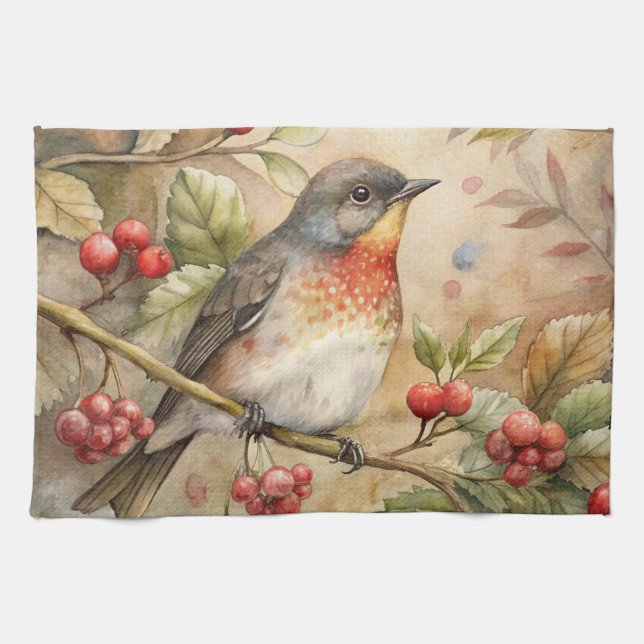 Linge De Cuisine Cute Robin (Horizontal)