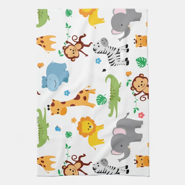 Linge De Cuisine Cute Safari Animaux Nursery Motif (Vertical)