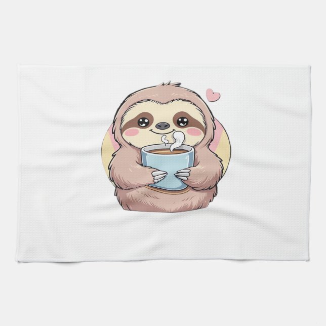 Linge De Cuisine Cute Sloth Coffee Lover Shirt � Funny Fueled by Co (Horizontal)