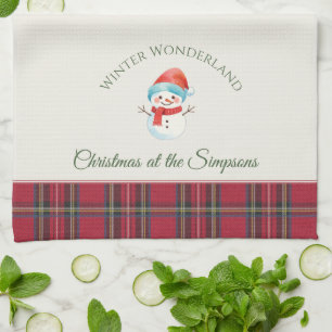 Linge De Cuisine Cute Snowman Personnalisé Nom Customisé Noël