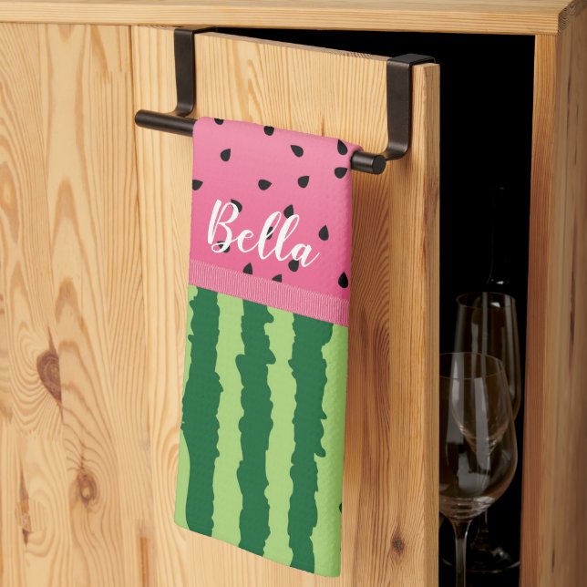 Linge De Cuisine Cute Watermelon Rind and Seeds Personnalisé (Pliage en tiers)