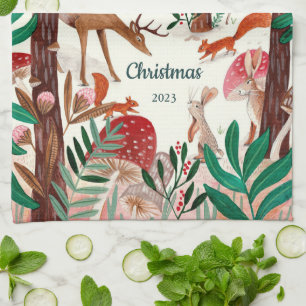 Linge De Cuisine Cute Woodland Animaux Forêt de Noël