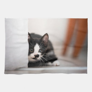 Linge De Cuisine Cutest Baby Animals Black & White Kitten