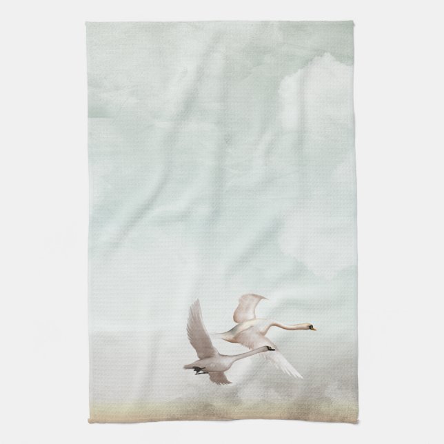 Linge De Cuisine Cygnes de vol (Vertical)
