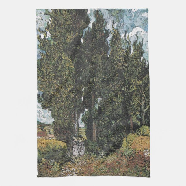 Linge De Cuisine Cypress Trees par Van Gogh (Vertical)