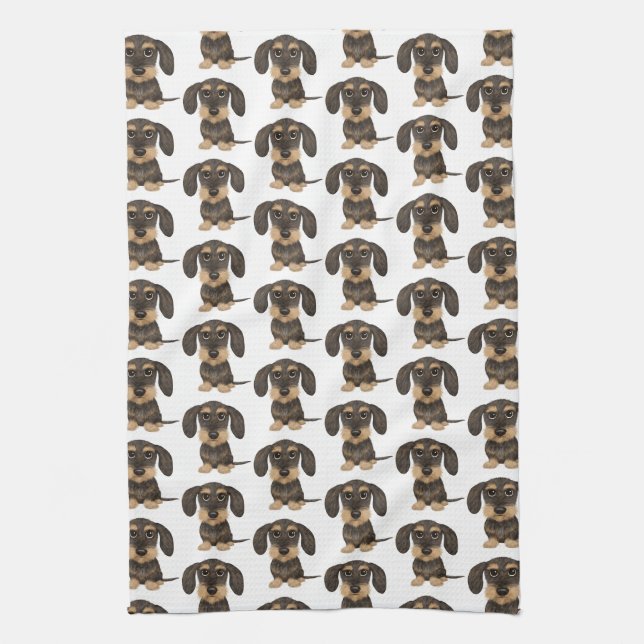 Linge De Cuisine Dachshund À poils durs| Teckel Chien mignon (Vertical)