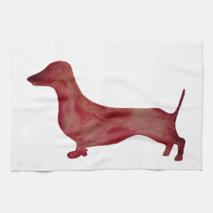 Linge De Cuisine Dachshund Brown Dog Ring Tea Towel 40,6 cm x 61