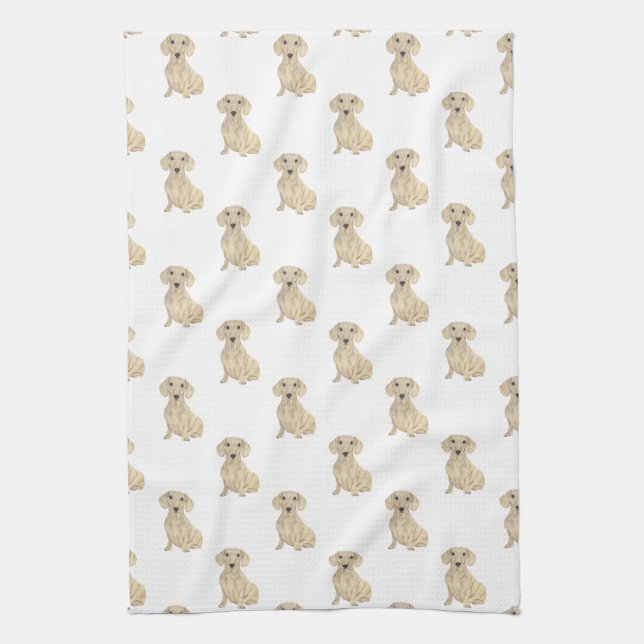 Linge De Cuisine Dachshund (Lisse, Crème) (Vertical)