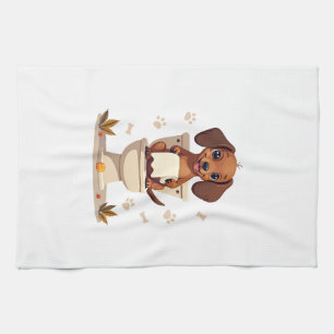 Linge De Cuisine Dachshund Mignon Vintage sur Toilettes Dessin Anim