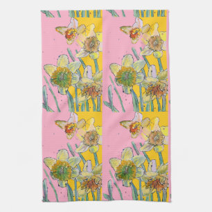Linge De Cuisine Daffodilatation Florale Ressort Aquarelle Tea rose