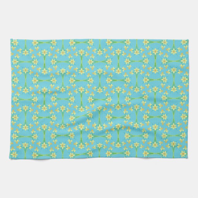 Linge De Cuisine Daffodiles Sunshine Spring Sky Blue Cuisine Servie (Horizontal)