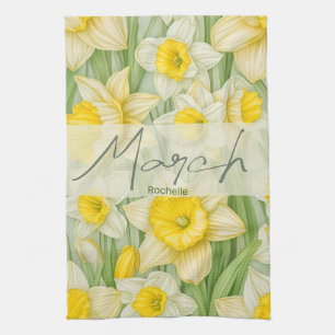 Linge De Cuisine Daffodique de fleur de naissance de mars
