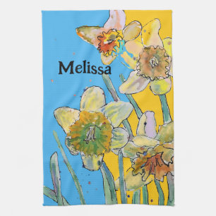 Linge De Cuisine Daffodique Fleur Floral Ressort Aquarelle Femmes