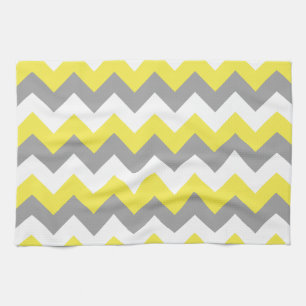 Linge De Cuisine Daffodique gris et blanc Zigzag 2