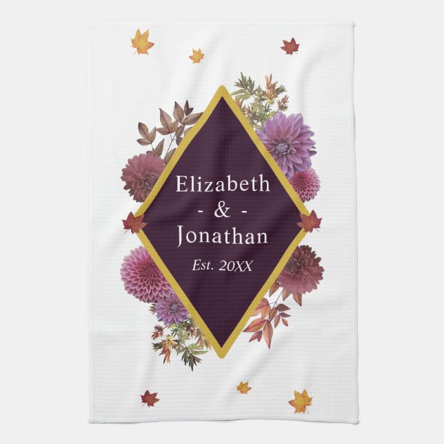 Linge De Cuisine Dahlia romantique d'automne (Vertical)