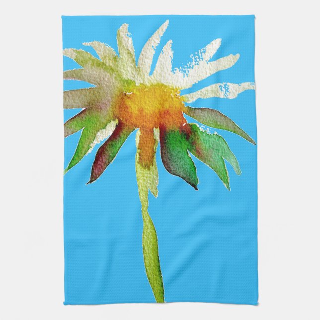 Linge De Cuisine Daisy Blue Fleur d'Art Moderne (Vertical)