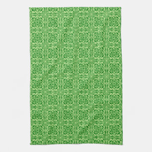 Linge De Cuisine Damas médiéval Fleur de lis, vert de pin foncé