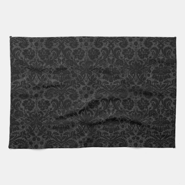 Linge De Cuisine Damas noir de charbon (Horizontal)