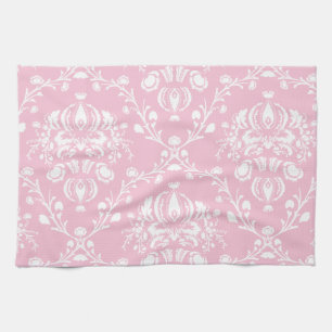 Linge De Cuisine Damas rose et blanc