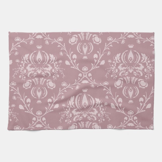 Linge De Cuisine Damas violet et blanc (Horizontal)