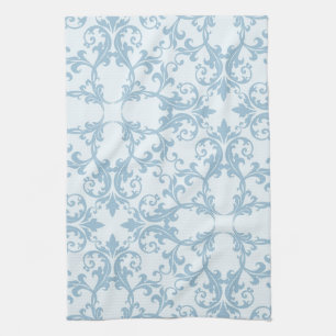 Linge De Cuisine Damassé bleu-clair