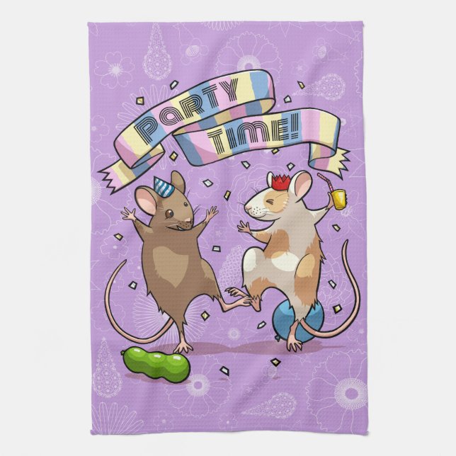 Linge De Cuisine Dancing Mice Fête Horaire Bannière Confetti & Ball (Vertical)
