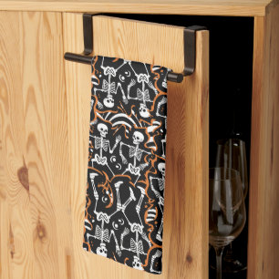 Linge De Cuisine Dancing Skeletons Halloween ou Jour des Morts