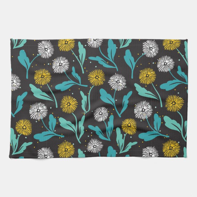 Linge De Cuisine Dandelion de printemps Fleurs et design Feuille (Horizontal)
