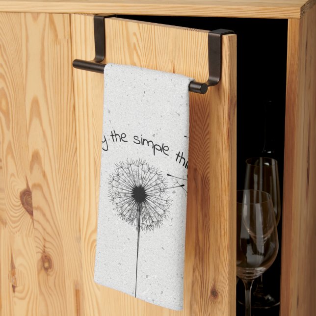 Linge De Cuisine Dandelion noir et citation sur Terrazzo Design (Pliage en tiers)