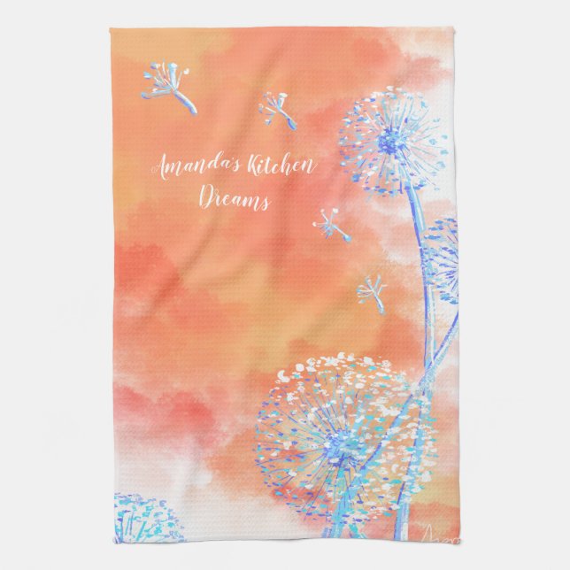 Linge De Cuisine Dandelions soufflant au coucher du soleil  (Vertical)