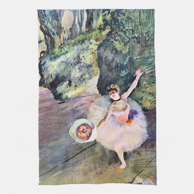Linge De Cuisine Danseur avec un bouquet de fleurs d'Edgar Degas (Vertical)