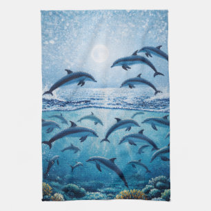 Linge De Cuisine Dauphins pleine lune