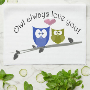 Linge De Cuisine De hibou amour toujours vous, art mignon de hiboux