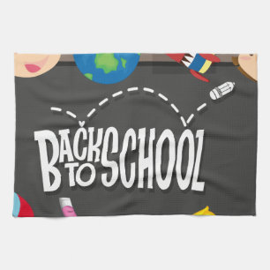 Linge De Cuisine De nouveau au thème d'école avec le garçon et l