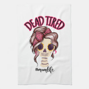 Linge De Cuisine Dead Tired Maman Vie Skeleton Messy Bun Bandana