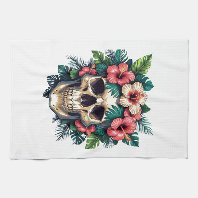 Linge De Cuisine Décay tropicale : Fleur et os (Horizontal)