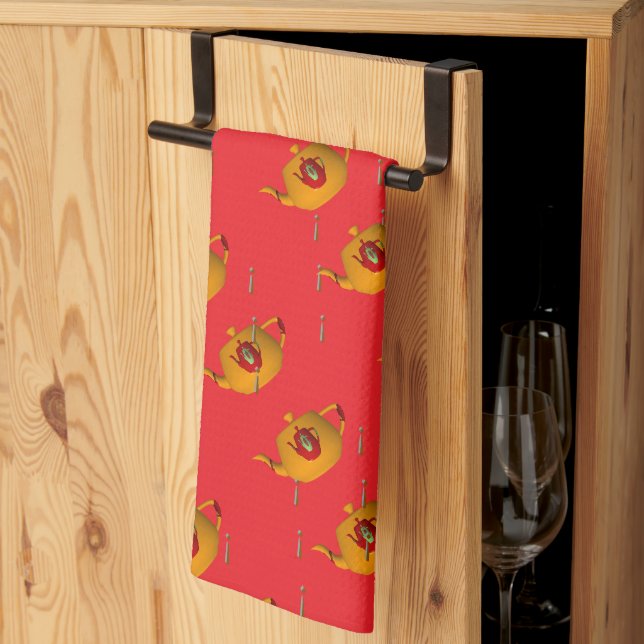 Linge De Cuisine Déchets de goutte double théière Chef rouge Baker (Pliage en tiers)